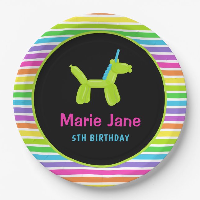 ASSIETTES EN CARTON BALLONS D'ANNIVERSAIRE DE NEON (Devant)