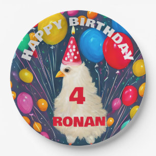 Assiettes En Carton Ballons d'anniversaire Poster de poulet amusant