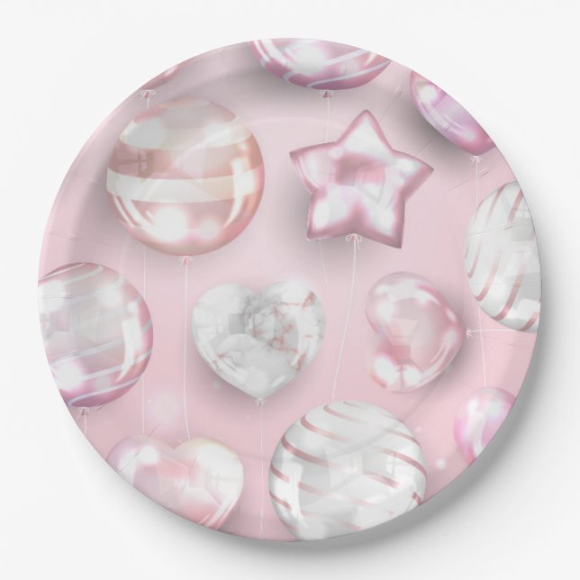 Assiettes En Carton Ballons de fête (Devant)