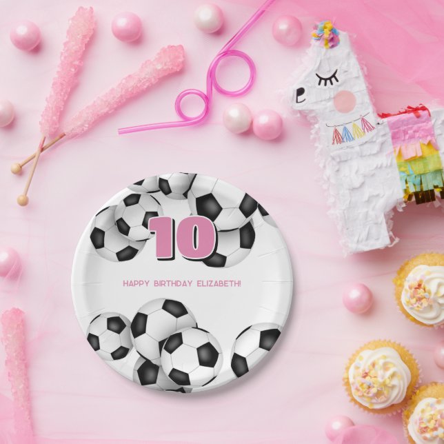 Assiettes En Carton Ballons de football noir blanc anniversaire de enf (Fête)