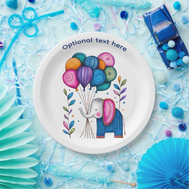 ASSIETTES EN CARTON BALLONS D'ÉLÉPHANT WHIMSICAL (Fête)