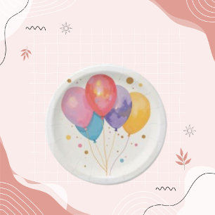 Assiettes En Carton Ballons et bulles Aquarelle Art coloré