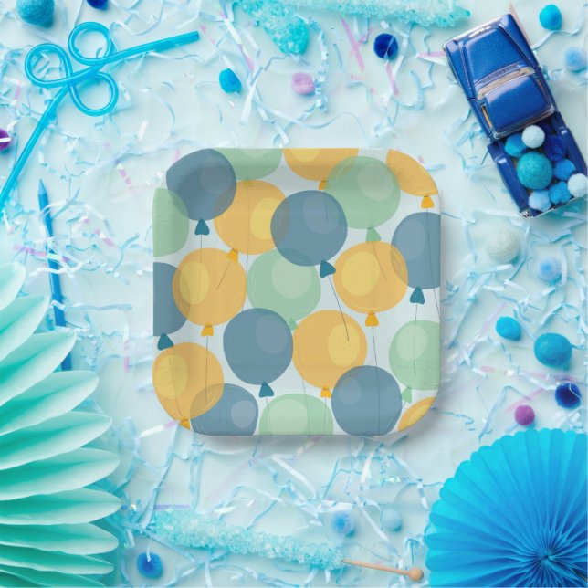 Assiettes En Carton Ballons mignons Plaques de papier d'anniversaire (Fête)