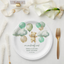 Ballons Ours Teddy Baby shower Ciel Vert