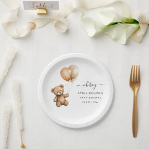 Assiettes En Carton Ballons ourson Fête prénatale Bébé Genre neutre
