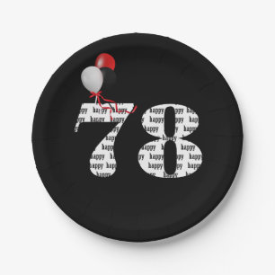 Assiettes En Carton ballons pour la fête d'anniversaire de 78 ans