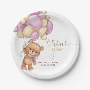 Assiettes En Carton Ballons rose ours Plaques de Merci de Baby shower