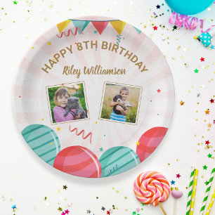 Assiettes En Carton Balloon d'anniversaire Or rose Confetti Photos N'i