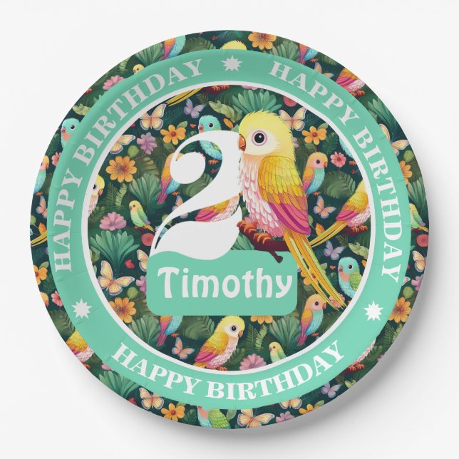 Assiettes En Carton Balloon d'anniversaire personnalisé (Devant)