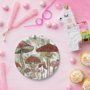 Assiettes En Carton Balloon de champignons verts et rouges