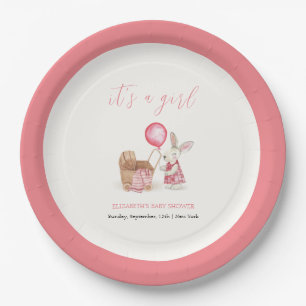 Assiettes En Carton Balloon de poussette rose Baby shower fille de pou