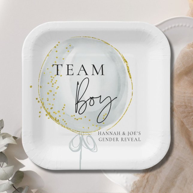 Assiettes En Carton Balloon rose et bleu Équipe de révélation de genre (Créateur téléchargé)