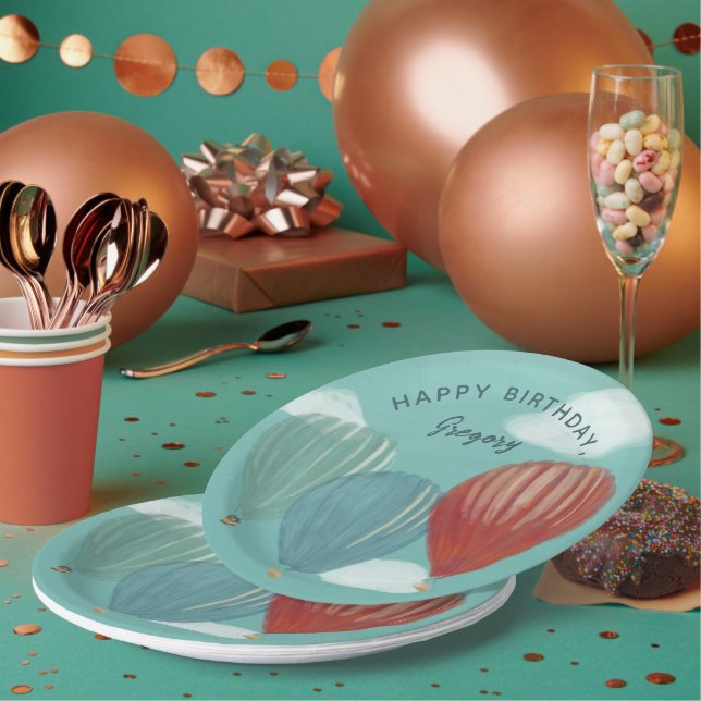 Assiettes En Carton Balloons à air chaud peint Personnalisé (Multi)