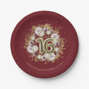 Assiettes En Carton Balloons Fête Anniversaire 16 Ans Sucrés Feuille D