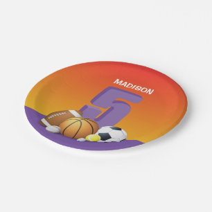 Assiettes En Carton Bals de sport pour la 5e fille