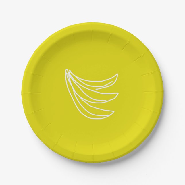 Assiettes En Carton Banane heureuse jaune funky (Devant)