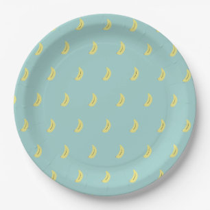 Assiettes En Carton Banane jaune tirant bleu motif