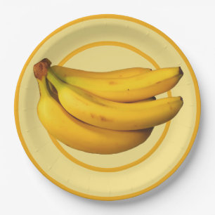 Assiettes En Carton Bananes jaunes Bunch sur une