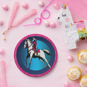 Assiettes En Carton Bandana occidental de rose de cheval d'équitation