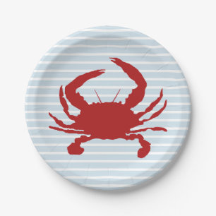 Assiettes En Carton Bande de peinture de crabe rouge Nautique