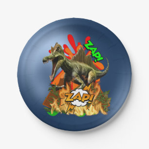 Assiettes En Carton Bande dessinée de Dinosaur volcan zap animal pré