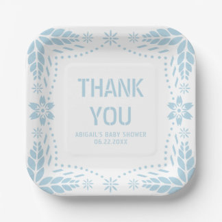 Assiettes En Carton Banderoles en papier bleu bébé pour une fête de na