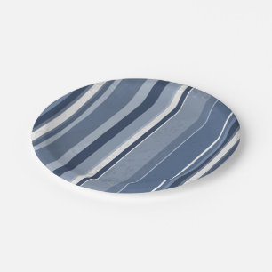 Assiettes En Carton Bandes Bleues et blanches