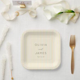 Assiettes En Carton Bandes Crème Élégantes