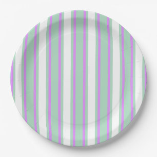 Assiettes En Carton Bandes de bonbons à la menthe et au lilas