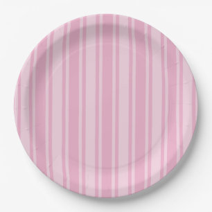 Assiettes En Carton Bandes de bonbons rose pâle