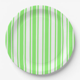 Assiettes En Carton Bandes de bonbons vert et blanc de chaux