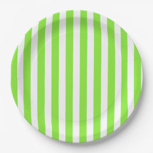 Assiettes En Carton Bandes de bonbons vert et blanc de chaux