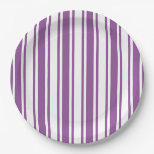 Assiettes En Carton Bandes de bonbons violettes et blanches