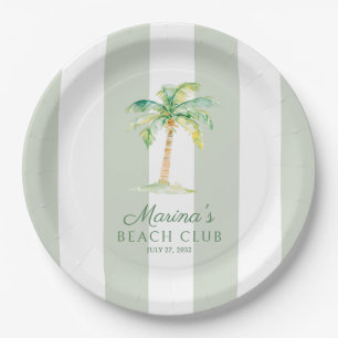 Assiettes En Carton Bandes de Cabanon Vert Fête d'anniversaire du Palm