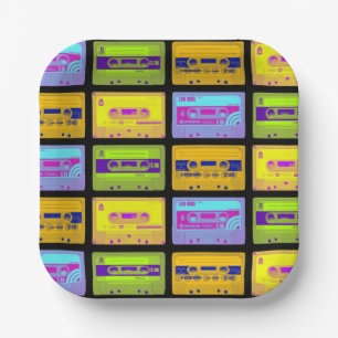 Assiettes En Carton Bandes de cassettes Pop Art Retro 80s