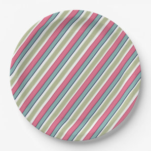 Assiettes En Carton Bandes de couleurs délicates