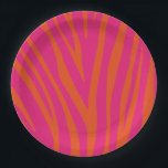 Assiettes En Carton Bandes de zèbres roses et orange<br><div class="desc">Plaque de soirée zébrée orange vibre et rose chaud.</div>