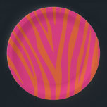 Assiettes En Carton Bandes de zèbres roses et orange<br><div class="desc">Plaque de soirée zébrée orange vibre et rose chaud.</div>