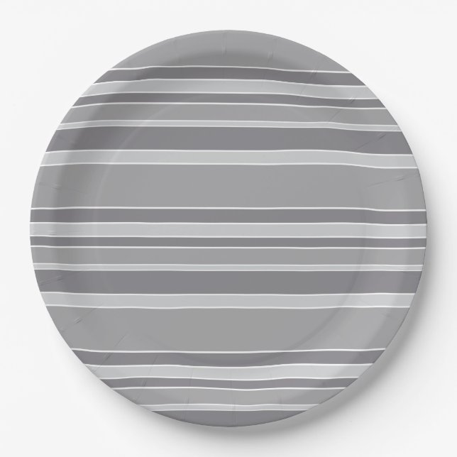 Assiettes En Carton Bandes grises (Devant)
