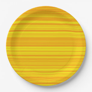 Assiettes En Carton Bandes jaunes orange
