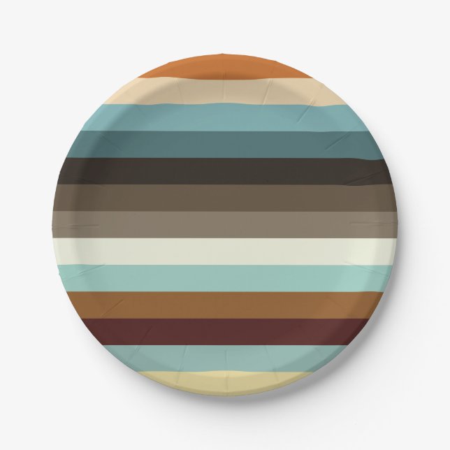 Assiettes En Carton Bandes rétro (Devant)