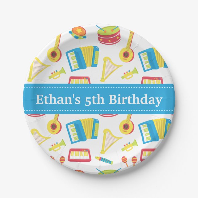 Assiettes En Carton Bannière de bleu de partie d'anniversaire de (Devant)