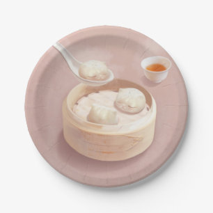 Assiettes En Carton Bao Buns à vapeur avec thé