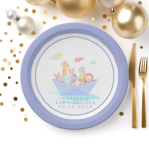 Assiettes En Carton Baptême de bébé Arche de Noé