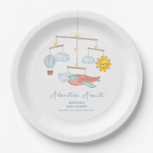 Assiettes En Carton Baptême Montgolfière Avion Aventure 