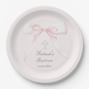 Assiettes En Carton Baptême rose