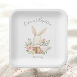 Assiettes En Carton Baptême rose Blush Lapin Lapin Fille Bébé<br><div class="desc">Baptême bébé doux et élégant avec des fleurs douces de couleur pastel et le lapin de lapin le plus doux jamais. Personnalisé avec le nom et la date font de cet extra spécial pour le grand jour de bébé. Produits correspondants disponibles. 100% de satisfaction client avec "Zazzle"</div>