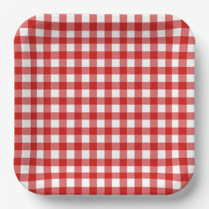 Assiettes En Carton Barbecue Baby-Q à carreaux rouges Baby Shower