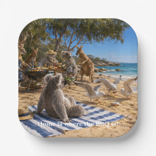 Assiettes En Carton Barbecue Bush avec kangourous et koalas