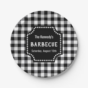 Assiettes En Carton Barbecue En vichy Noir Et Blanc